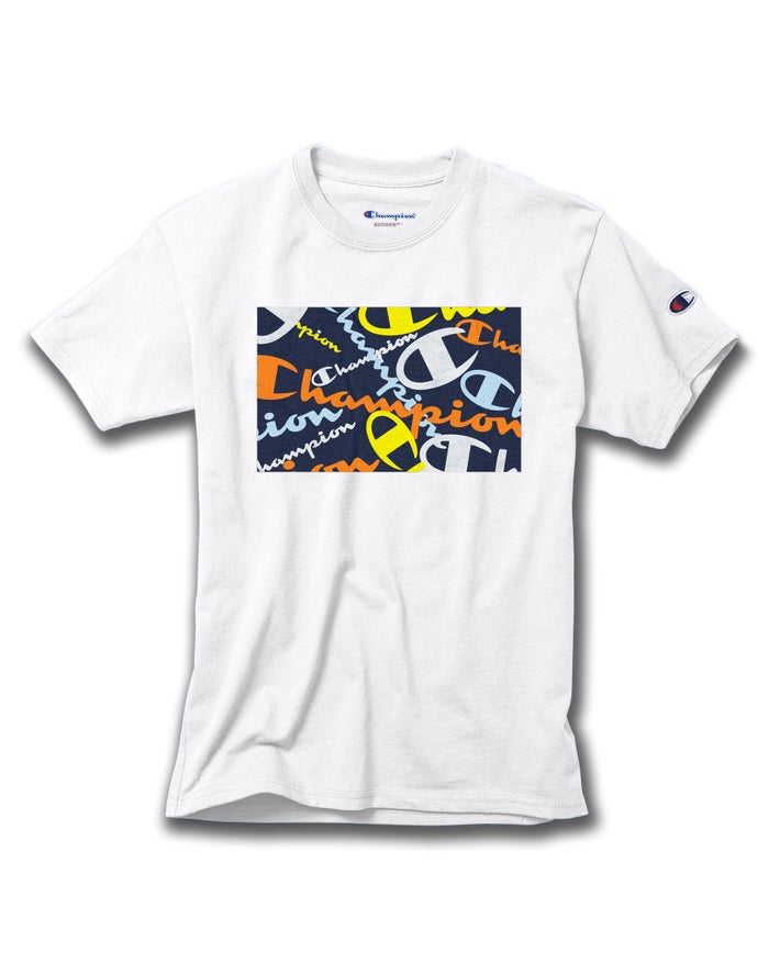 Champion T-Shirt Jongens - Wit - Cotton Scattered Logos ( 187436-BCE )